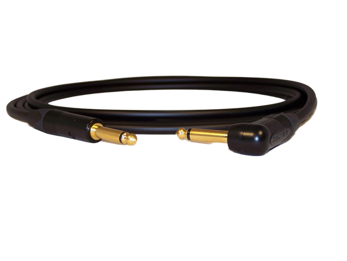 Mogami #2524 Neutrik RA to Straight Black/Gold Instrument Cable