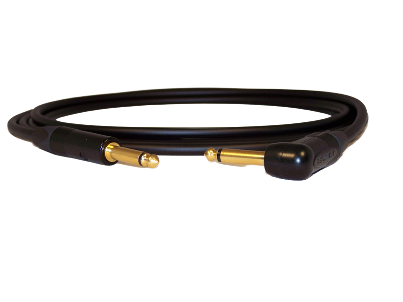 Load image into Gallery viewer, Mogami #2524 Neutrik RA to Straight Black/Gold Instrument Cable
